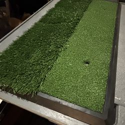 Compact Dual-Turf Golf Practice Mat for chipping/driving