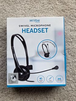 Vibe E-ssential Swivel Microphone Headset 3.5mm Jack Monaural Wired WFH New