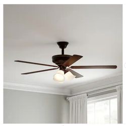Hampton Bay Campbell 52 in. Indoor LED Mediterranean Bronze Ceiling Fan  - New