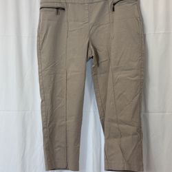 Style & Co Tan Stretch Ankle Zip Pocket Cropped Pants, L