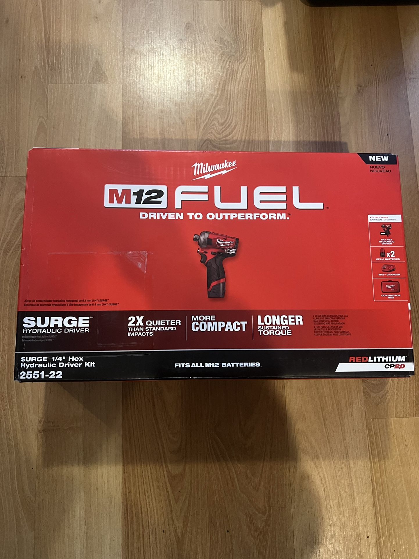 Milwaukee M12 FUEL SURGE 12-Volt Lithium-Ion Brushless Cordless 1/4 in. Hex Impact Driver Compact Kit w/Two 2.0Ah Batteries, Bag