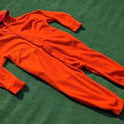 Boys XL Orange Cartoonn GoldfishSoft Fleece Cosplay Hooded Pajama Jumpsuit EUC
