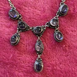 925 Sterling silver/ Amethyst vintage necklace, 20".