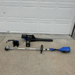 Kobalt 80-volt Cordless Battery String Trimmer and Leaf Blower and Combo Kit 2.0 Ah (Battery Included)...  $250     