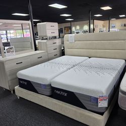 Queen bed frame dresser mirror chest nightstand 🚚WE DELIVER🚚