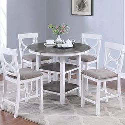 5 piece Dining Set Counter height all gray or white and gray table and 4 chairs