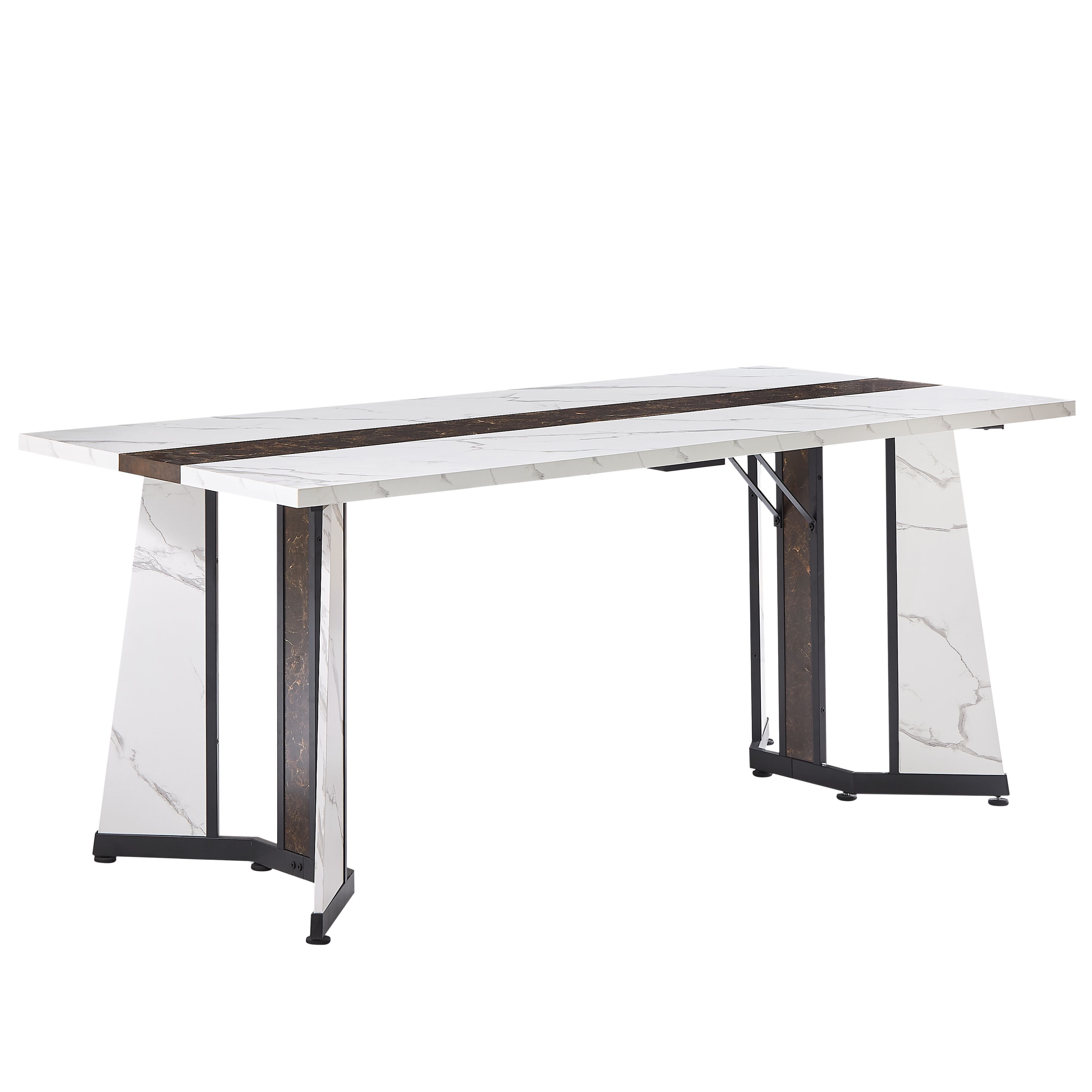 70.9Rectangular Large Dining Table, Marble Grain Waterproof Large Desk for 8 People, Deluxe Family Dining Table with Adjustable Legs for Kitchen,Livin