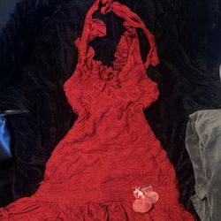 Ruffled Flared Halter Dress