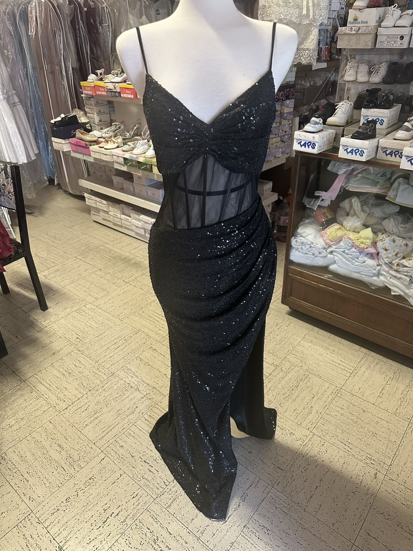 Black Sequin Gown