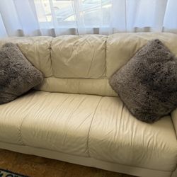 Off White Leather Sofas Set