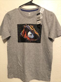 Kid's Boy's Adidas baseball glove Short Sleeve T-Shirt M (8) NWT Gray