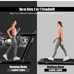 Goplus 2 in 1 Folding Treadmill, 2.25HP Superfit Under Desk Electric Treadmill, Installation-Free with Remote Control, APP Control and LED Display, Wa