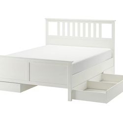 Ikea HEMNES Full Bed frame with 4 storage boxes