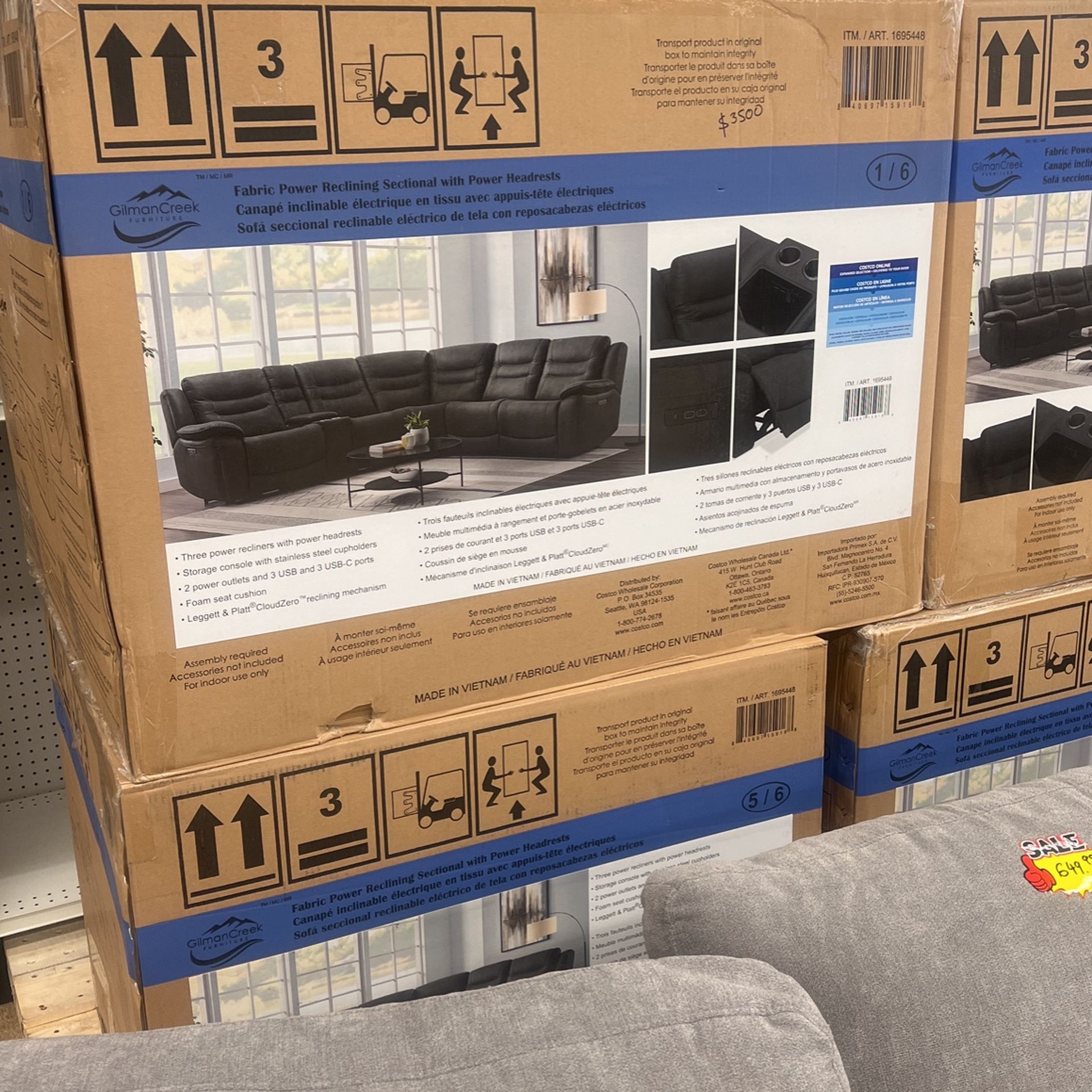 Kelsee Fabric Power Reclining Sectional with Power Headrests