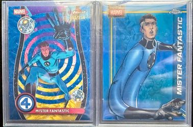 2026 Topps Finest Marvel Mister Fantastic 2 Card Lot /150 Chrome Blue