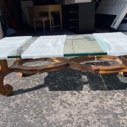 Vintage 1970s Glass Top Coffee Table