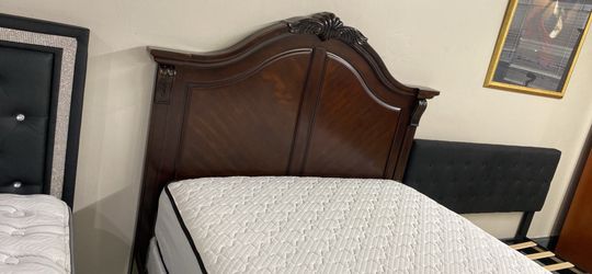 Queen bed frame and mattress
