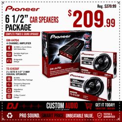 Pioneer Car Speaker System Bridgeable 4-Channel Amp GM-A4704 2-Sets 6 1/2 Inch 2-Way Coaxial Speakers 600 Watt TS-G1620F Package 🚨 Payment Options Av