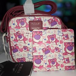 Brand New! Loungefly Pixar Toy Story Lotso Crossbody + Wallet