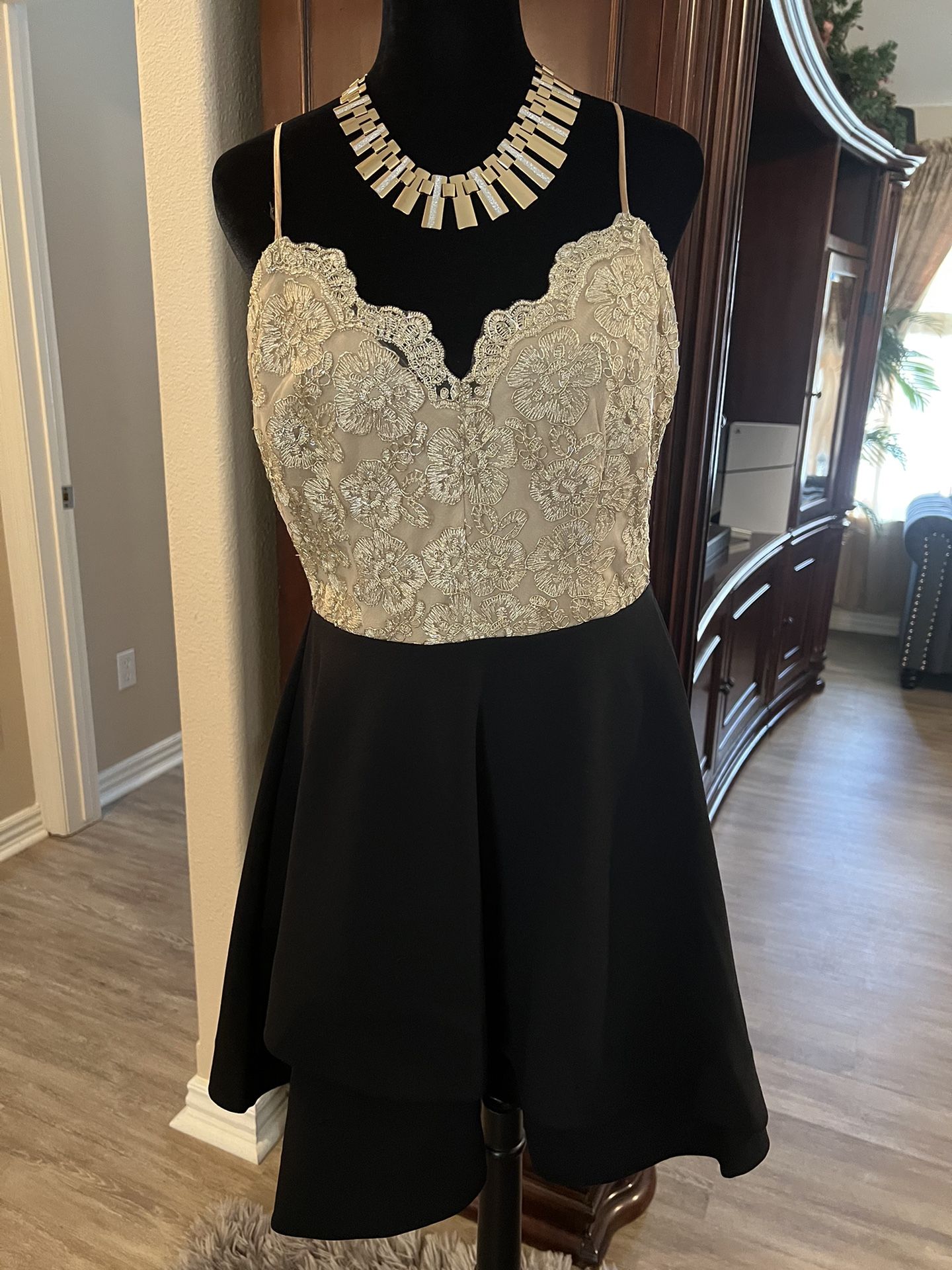 Black And Gold Mini Dress