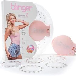 blinger® Gem Z Starter Set with blinger® Styling Tool + 75 Precision-Cut Glass Crystals - Pale Pink