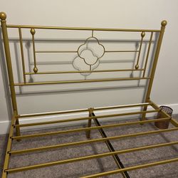 Full-Size Gold Metal Bed Frame