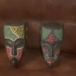 HAND CARVED WOOD BEADED MASK FROM GHANA