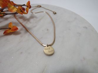 Gold Plated Round Good Luck Letter Necklace Box Chain For Women