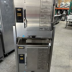 Double Stack Electric 1-Phase convection steamer boilerless AccuTemp 208V steam vegetables fish cooking restaurants