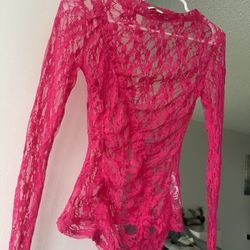 New Lace Top ( Topshop Brand ) Pink Shirt