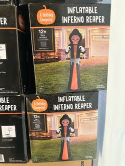 A Holiday Company 12ft Tall Inflatable Inferno Reaper Halloween NEW