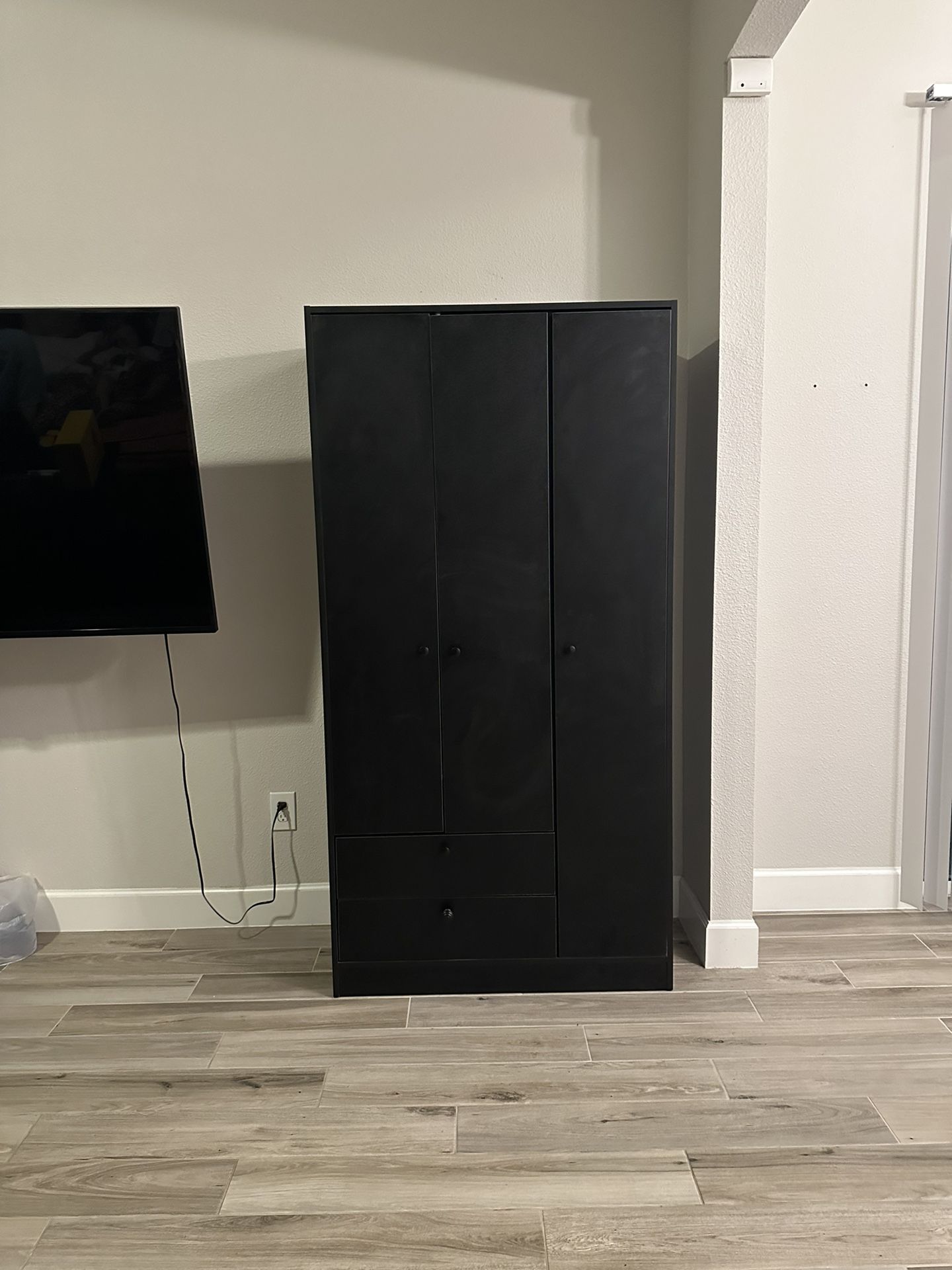2 Black 3 Door Armoire 