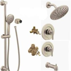 Moen Gibson Tub & Shower Spa System With 2 Valves And Slider Bar With Handshower In Brushed Nickel (Valve Included)