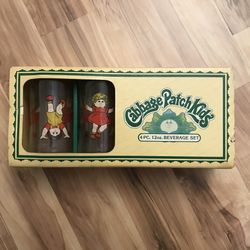 Nos 1980’s Vintage Cabbage Patch Kids Beverage Set Glasses 