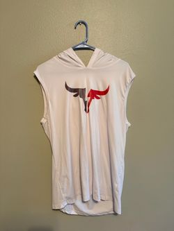 White Sleeveless Hoodie with Bull Logo