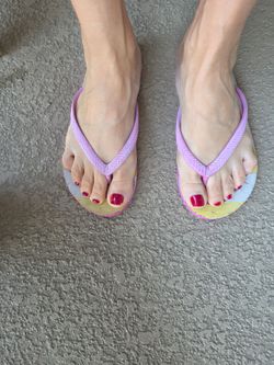 Heavily worn flip flops