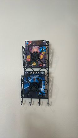 Decorative Black Wrought Iron Magazine Rack & Bathroom Organizer