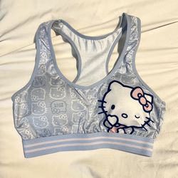 Hello Kitty Bralette - Size M - Blue - Licensed By Sanrio - Polyester/Spandex 
