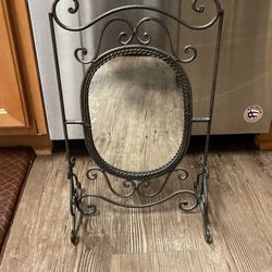 Vintage Metal Framed Dresser Top Mirror