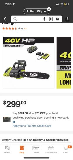 RYOBI Brushless 40 Volt Motor Saw