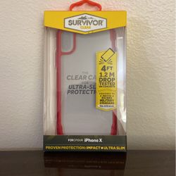 Survivor Clear Griffin Technology iPhone X Clear Case 4' Drop Protection QI Charging Compatible