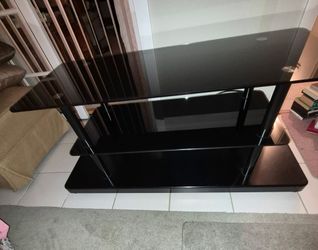 TV Glass Top Black Stand