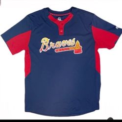 Majestic Cool Base Size XL Atlanta Braves #31 Men’s Blue Red MLB Baseball Jersey