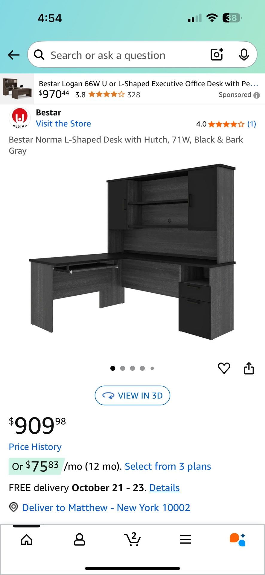 L-shaped Office Desk With Hutch