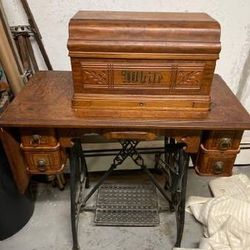 Antique White Sewing Machine -