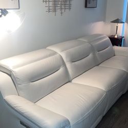 Sofia Vergara White Leather Power Reclining Sofa