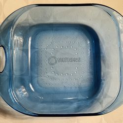 8x8 Vtg Ovations Anchor Hocking Cobalt Blue 2 Quart Square Glass Pan Baking Dish