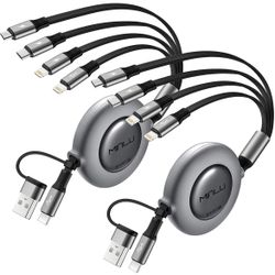 Retractable Charging Cable 2 Pcs 4ft Multi Chargers Usb C Lightning Micro 