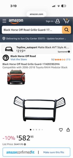 Black Horse Grille Guard 2006-2018 Toyota RAV4 - New