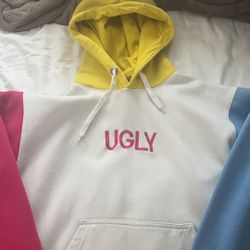UGLY PINK BLUE AND YELLOW HOODIE